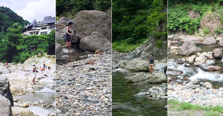 秋山郷「切明温泉」混浴露天風呂・河原の手掘り野天風呂